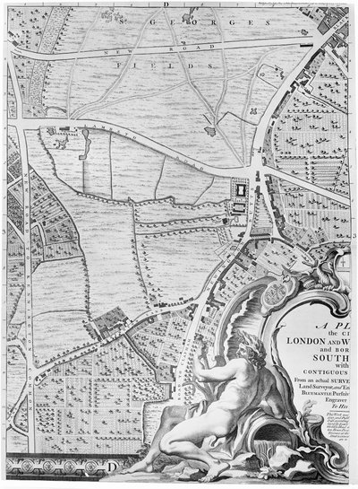 A Map of St Georges Fields and Newington Butts, London, 1746 by John Rocque